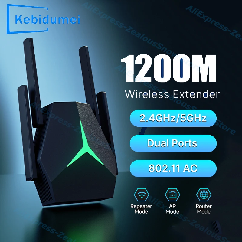

1200 Мбит/с Wi-Fi повторитель 2,4G/5 ГГц маршрутизатор трехрежимный беспроводной повторитель усилитель сигнала AP покрытие Wi-Fi сети дальнего действия