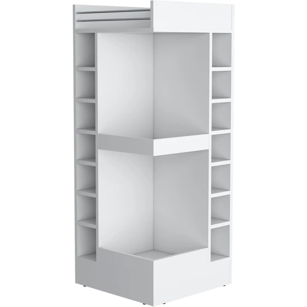 

Corner Bar Cabinet with Wine Rack and Open Shelf, Farmhouse Home Wine Cooler, White