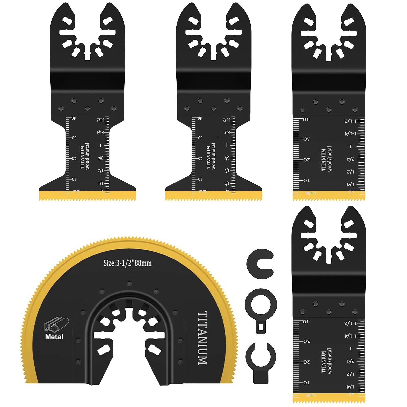 5Pcs Titanium Oscillating Saw Blades Metal Cutting Multi Tool Blades Kits for Metal Nails Hard Material and Wood Plastic