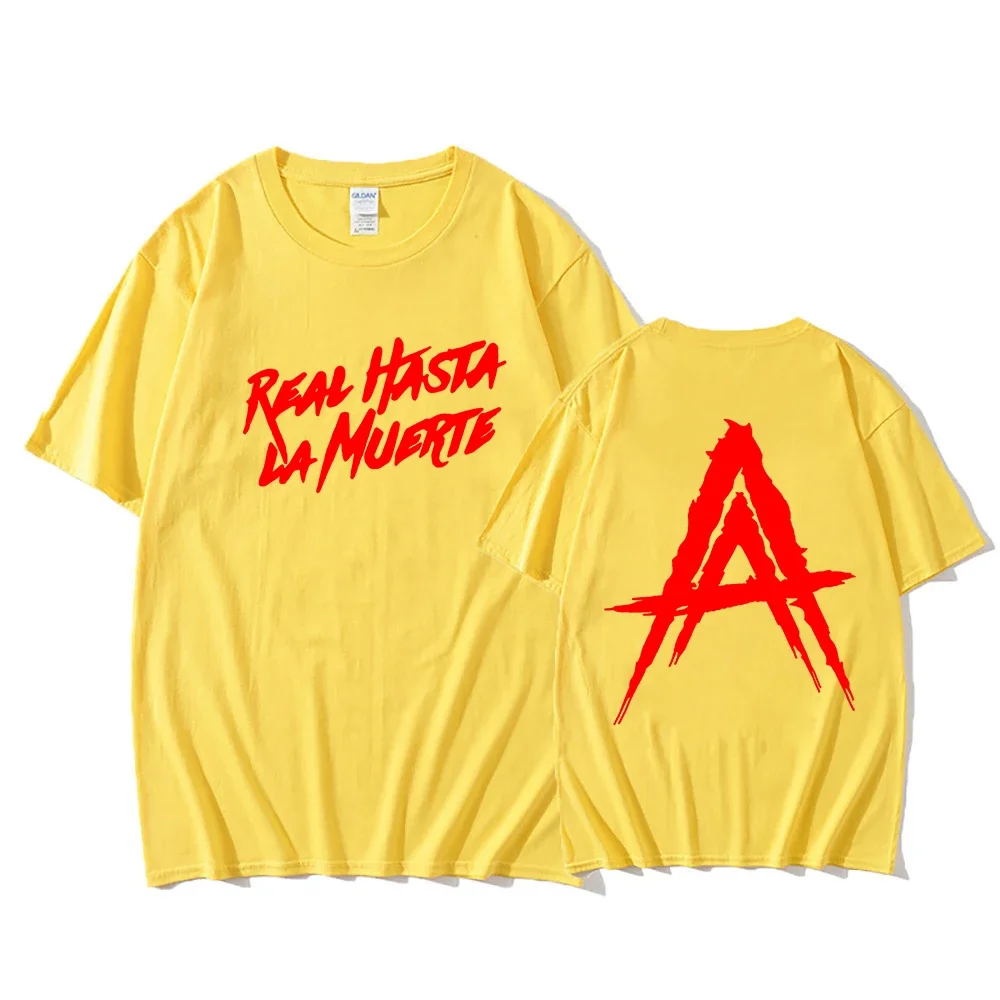 الهيب هوب الشارع الشهير Anuel AA ريال Hasta la Muerte الجرافيك تي شيرت للرجال/النساء الرجال موضة مغني الراب تي شيرت بلايز فضفاضة