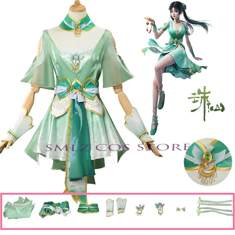 Bi Yao Косплей Аниме Династия Нефрита Косплей Костюм Девушка Фея Q Зеленое Платье Парик Комплект Хэллоуин Вечеринка Женщина Игровой Наряд Одежда Bi Yao Косплей Аниме Династия Нефрита Косплей Костюм Девушка Фея Q Зеленое Платье Парик Комплект Хэллоуин Вечеринка Женщина Игровой Наряд Одежда
