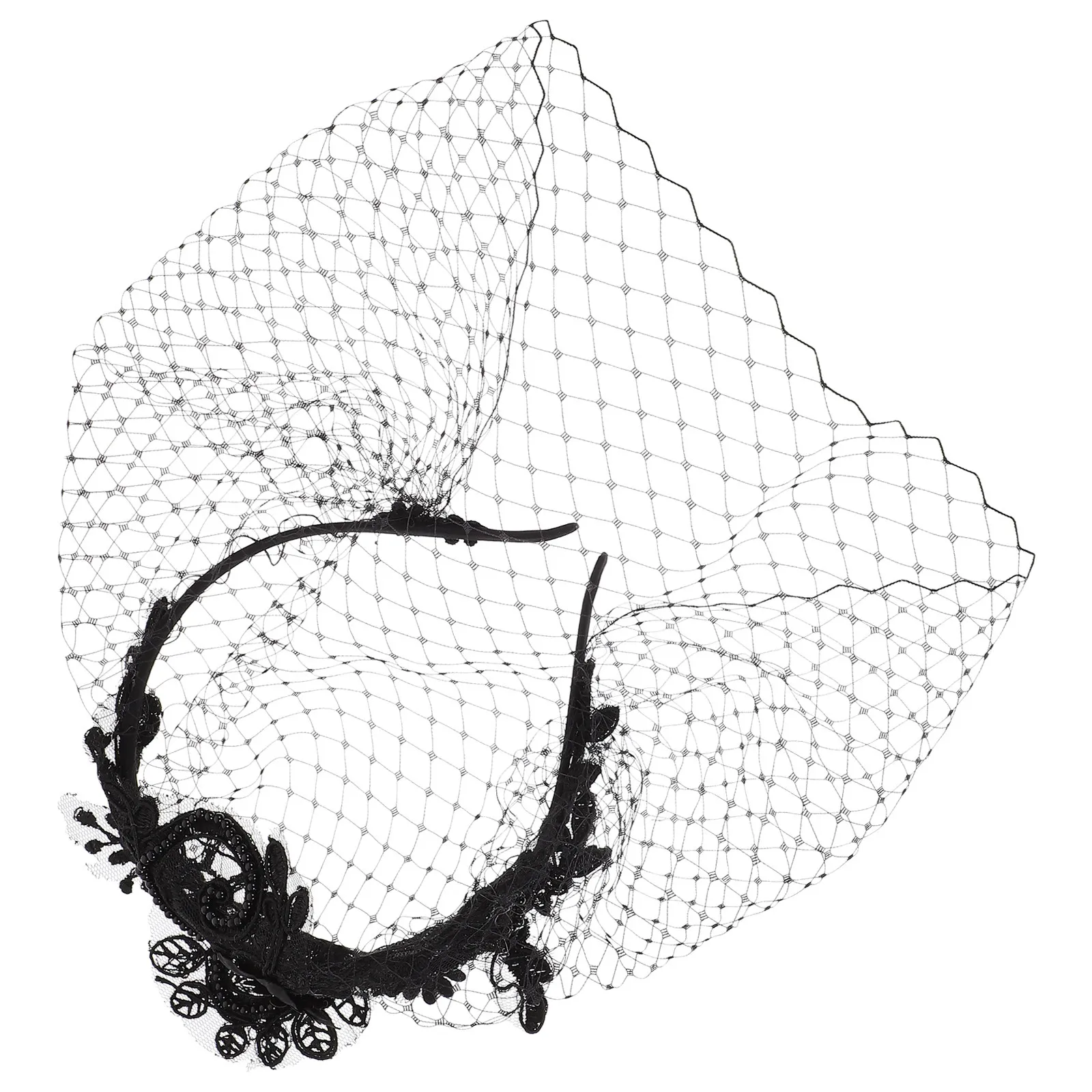 

Винтажная сетчатая повязка на голову с вуалью для женщин, свадебный аксессуар, для чаепития, коктейльных вечеринок, фасинатор, украшение для волос, вуаль-кейп