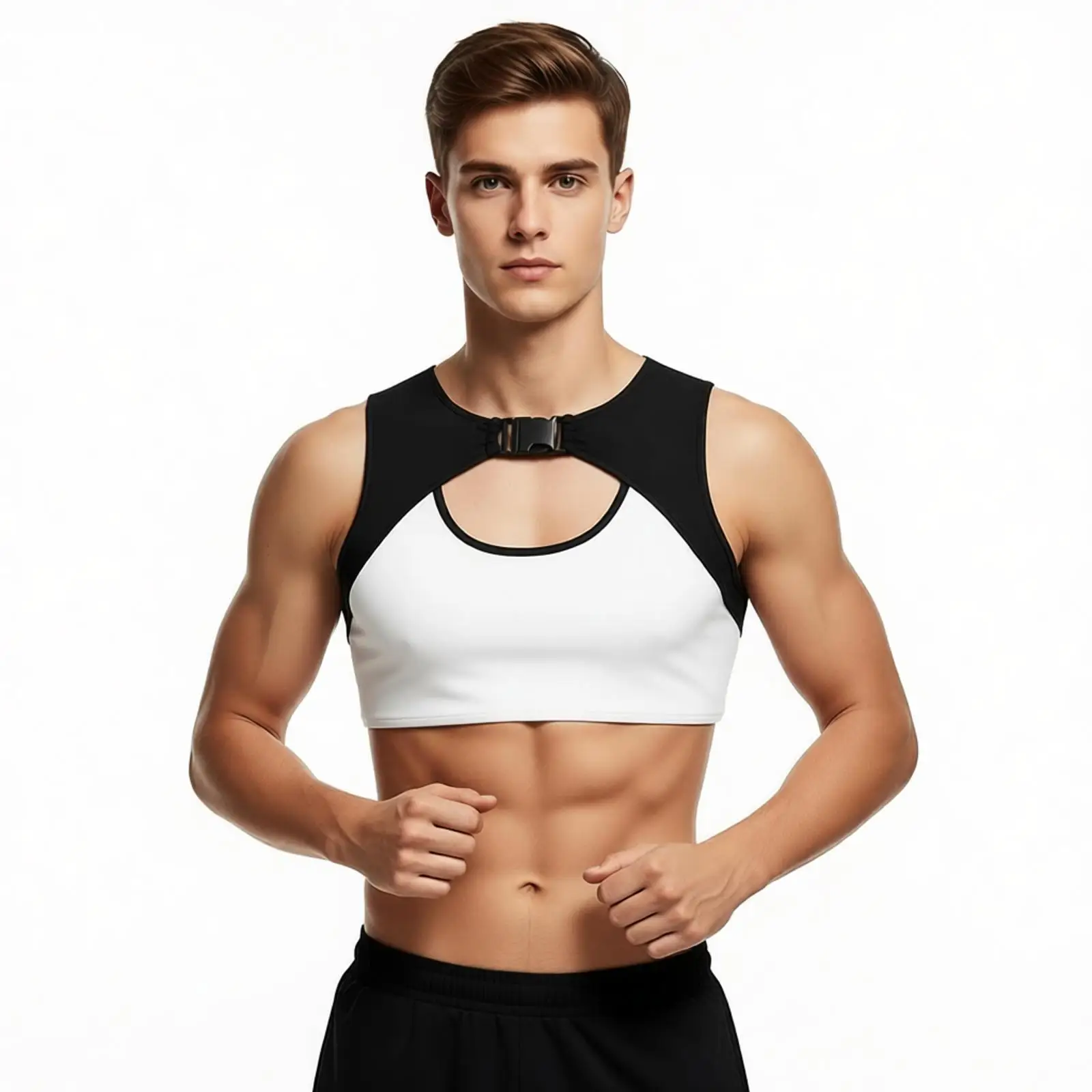 Party Clip Harness Men Shoulder Mesh Patchwork Tank Top for Athletic Fitness Club Bar Stage Show Vest Tank Top Wrestling Running