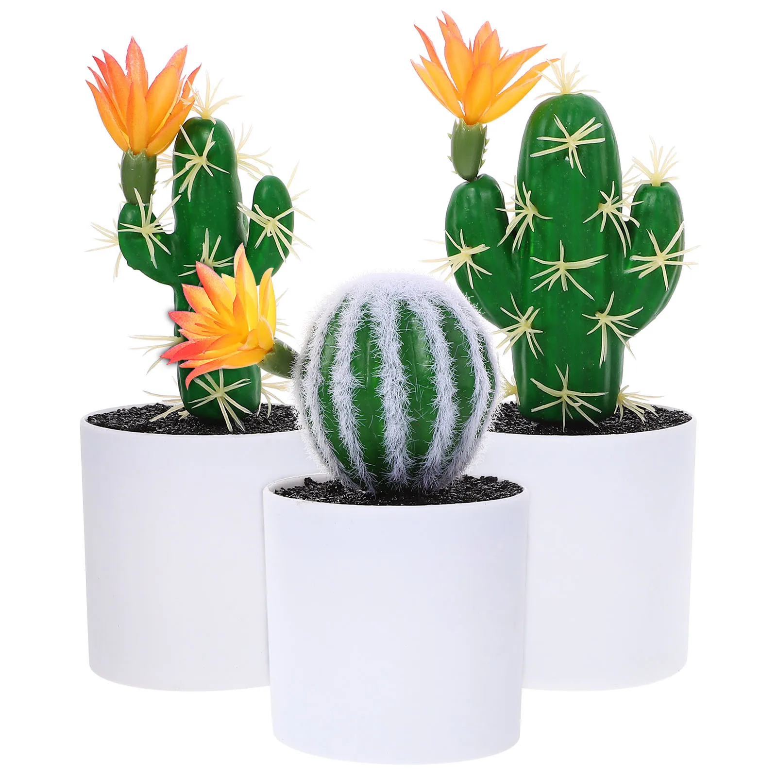 

3pcs Artificial Cactus Bonsai Fake Potted Plants Decor For Home Office Tabletop Simulation Green Plants Mini Succulents