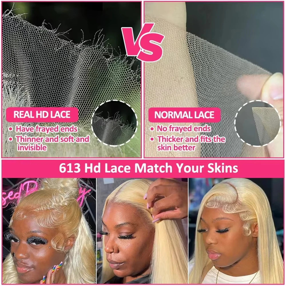 HD transparente encaje 613 Rubio recto 200 densidad 13x6 HD peluca de cabello humano Frontal de encaje para mujeres pelucas frontales de encaje brasileño 13x4