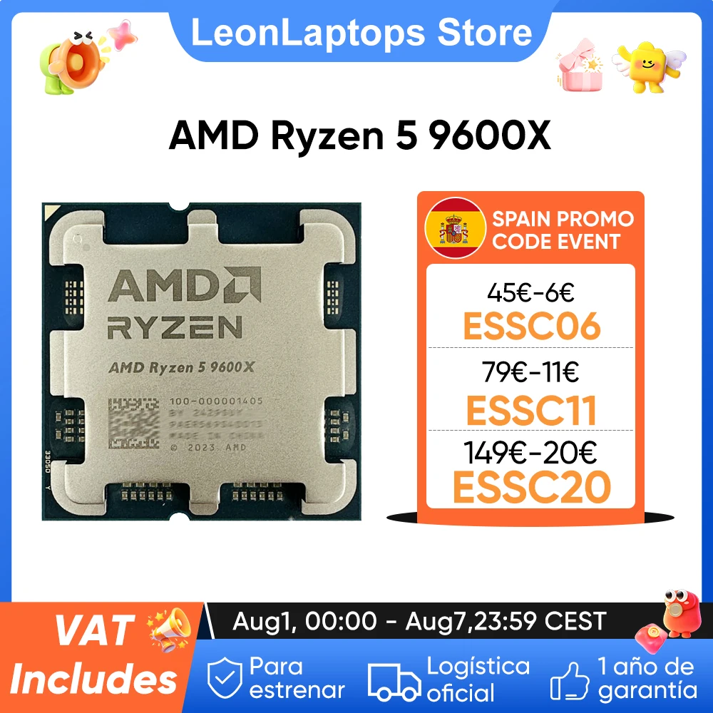AMD Ryzen 5 9600X Original R5 9600X 6-Core 12-Thread 3.9 GHz 4NM