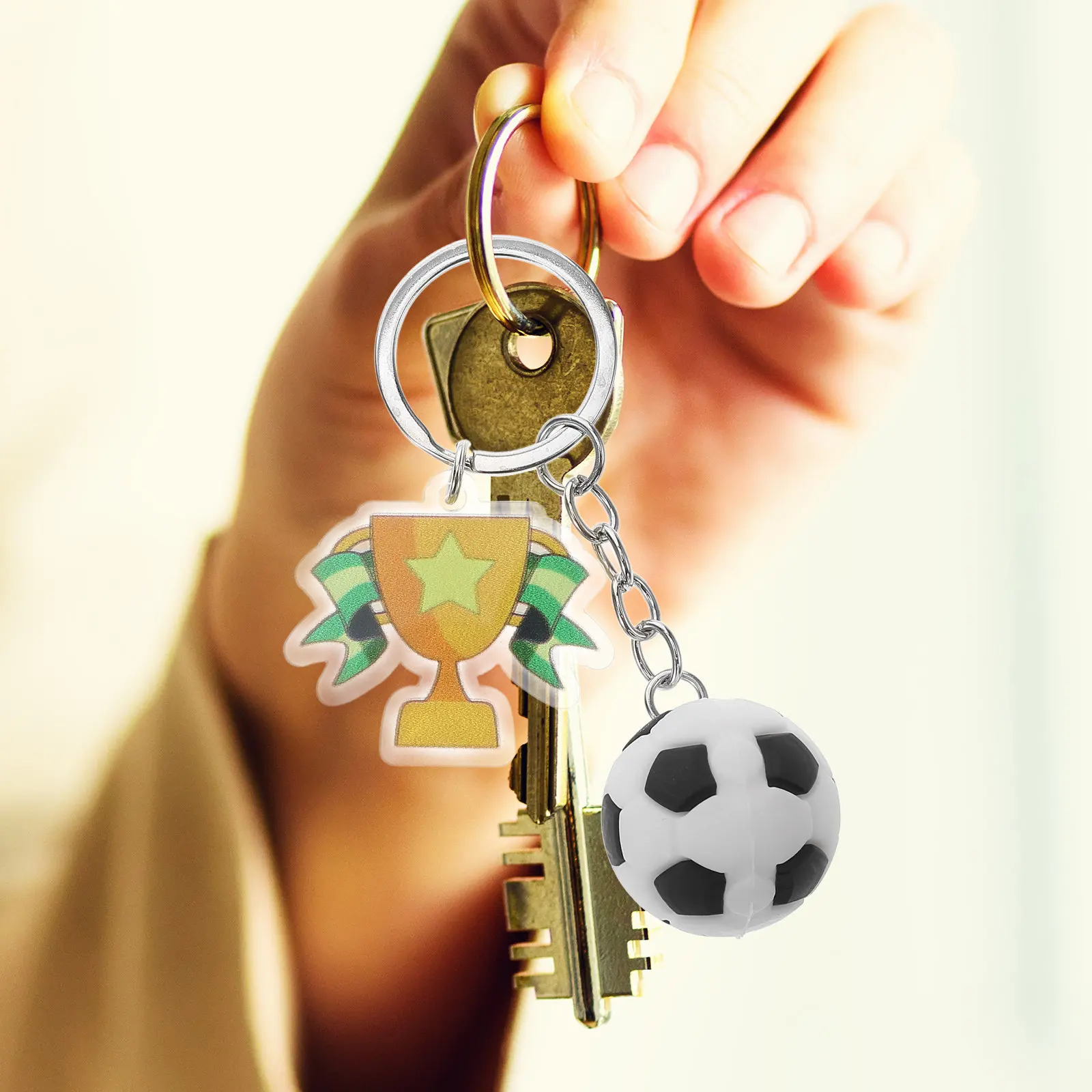 Football Keychain Soccer Ball Shaped Keyring Bag Charm Backpack Accessory Decor Hanging Ornament Sports Event Keepsake Stylish
