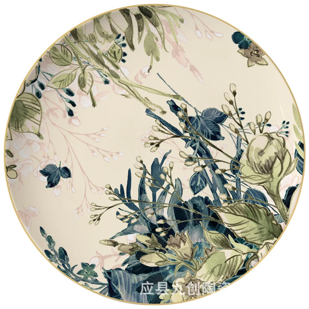 Chinese style creative retro flower plate Western pasta family dishes set Restaurant