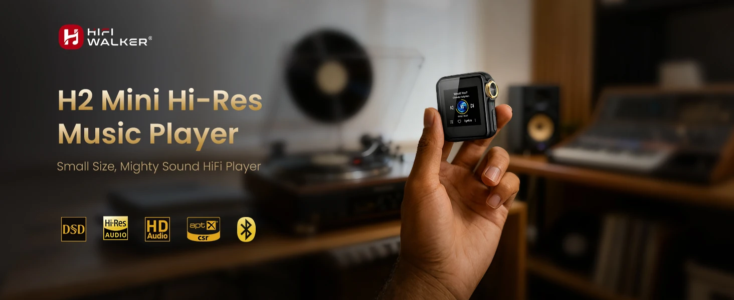 HiFi Walker H2 Mini MP3-Player mit Clip, Zweiwege-Bluetooth AptX LDAC DSD256, Leichtgewicht 45g, ALPS 64GB FLAC-Player für Sport – Detail 1