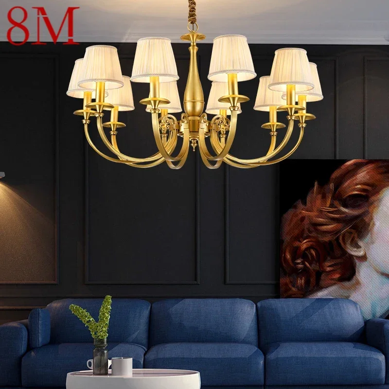 

8M American Brass Pendent Lamp Luxurious Living Room Restaurant Bedroom Retro Hotel Villa Chandelier