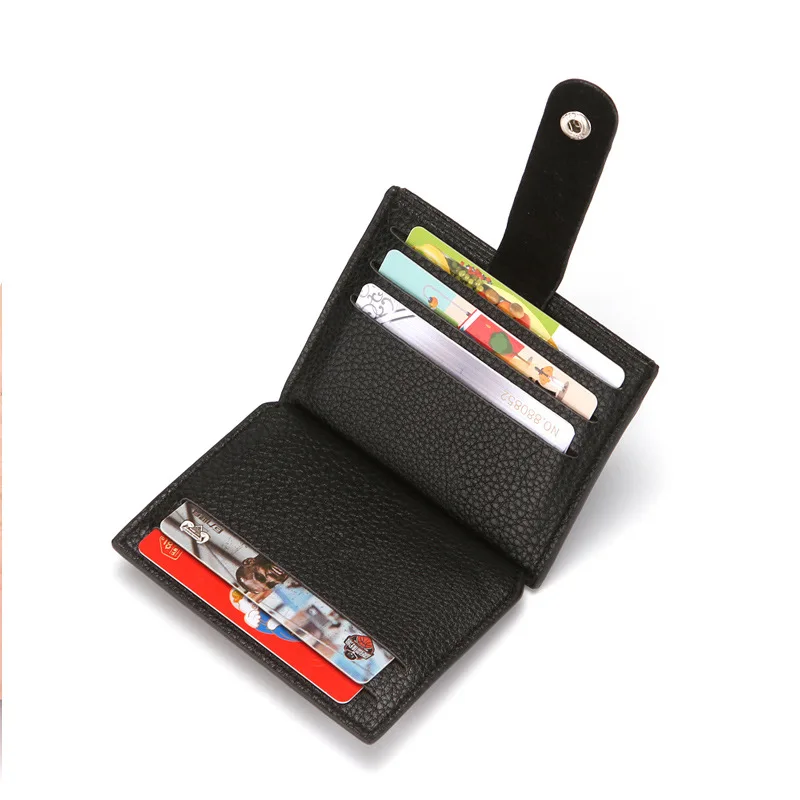المحمولة سوبر سليم لينة المحفظة بو الجلود البسيطة بطاقة الائتمان المحفظة محفظة حاملي بطاقات الرجال النساء أسود رقيقة محفظة صغيرة قصيرة #3