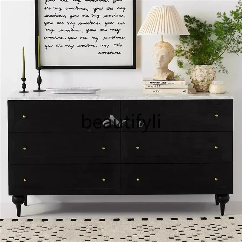 E182 American country retro style solid wood, bedroom drawer locker French art simple storage cabinet