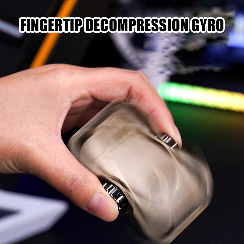 Fingertip Gyro Decompression Cigar Lighter Windproof Blue Flame Visible Gas Window Bottom Cigar Cutter Design Cigar Rest