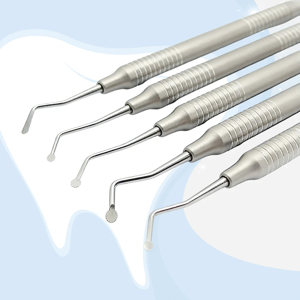 5Pcs Dental Gingival Cord Packer Retraction Instrument Serrated Picker Round Tip for Crown Prep and Implant Procedures