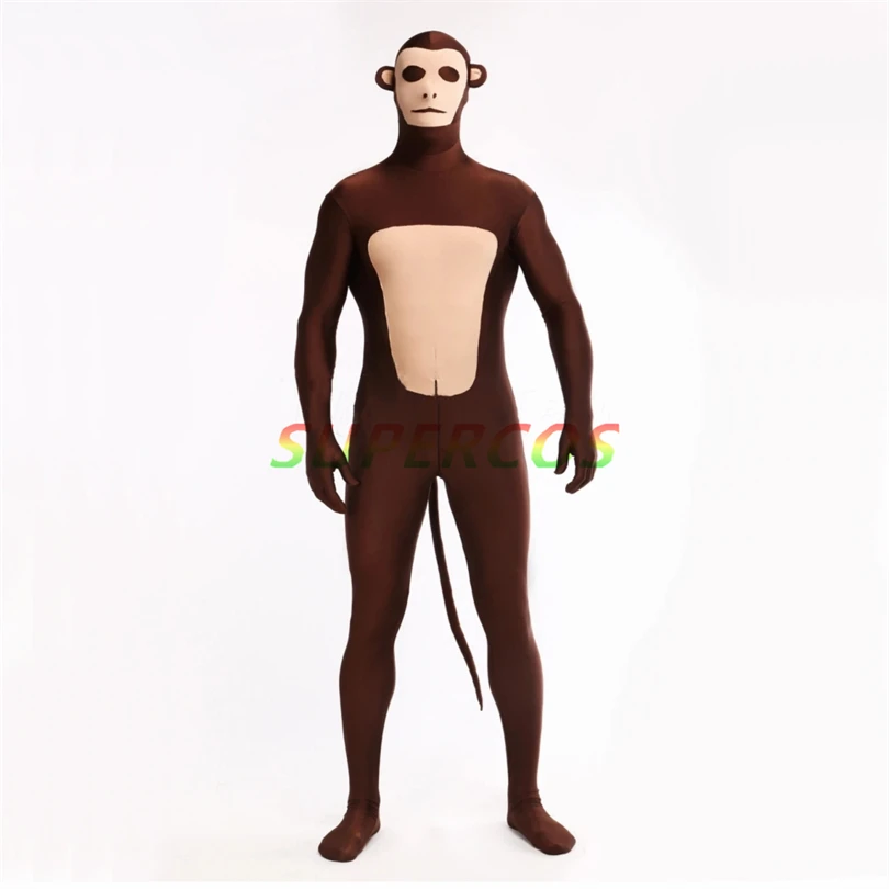 Costume Zentai unisexe de haute qualité pour fête de carnaval d'halloween, costume complet avec motif de singe