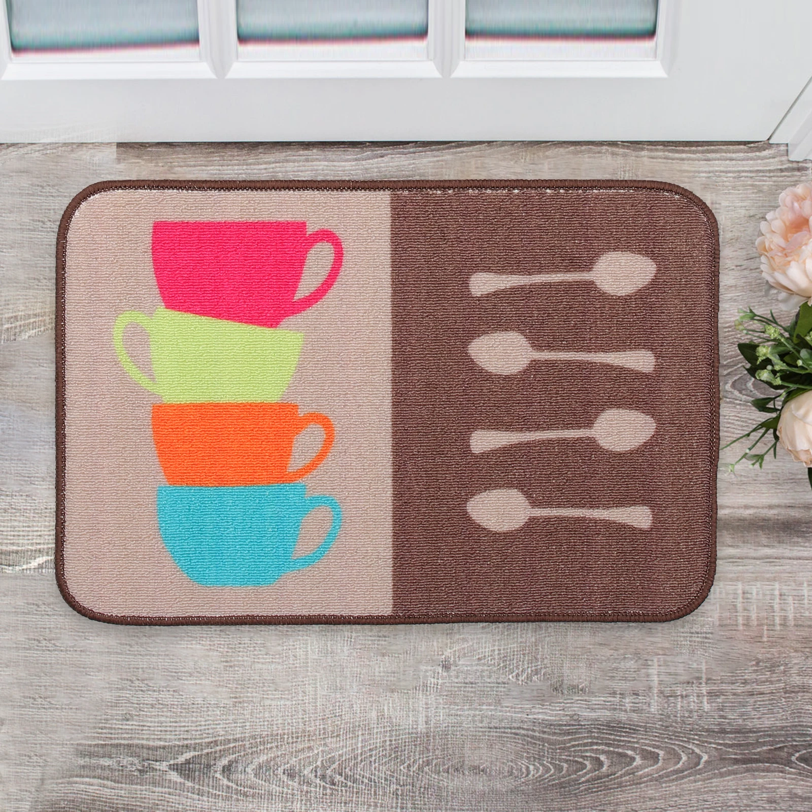 

2Pcs Non-Slip Floor Mats Kitchen Oil Proofing Decorative Rug Anti-Skid Water Absorption Foot Pad Indoor Area Mat