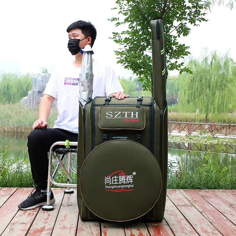 Fishing Chair Bag Large  Back Travel Rod Case Gear Padded Shoulder Pack Tackle Carrier for Bass Trout Salmon Angling Gear - view 3