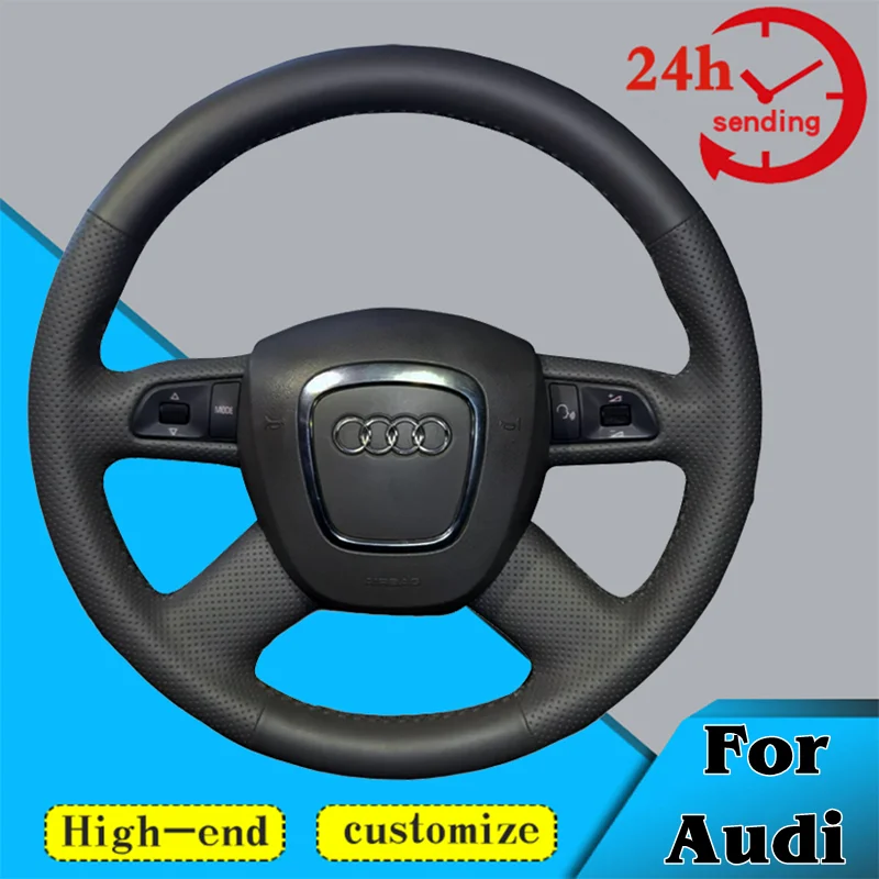 Custom Steering Wheel Cover 100% Fit For Audi A3 2006-2013 A8 S8 2006-2010 Q5 2008-2012 Q7 2005-2011 Auto Interior Accessories