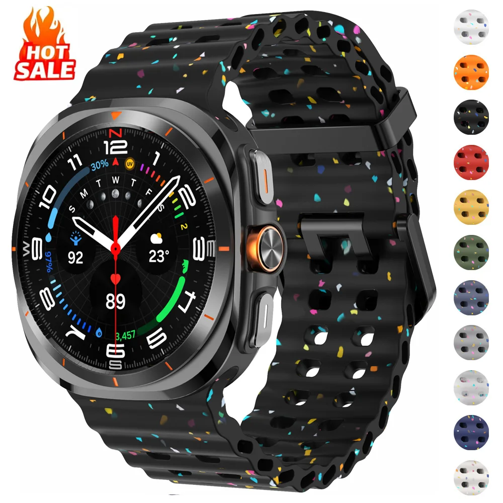 Marine Band für Samsung Galaxy Watch 7 Ultra 47 mm Sport Silikon Armband Armband Galaxy Watch Ultra Armband 47 leuchtendes Zubehör