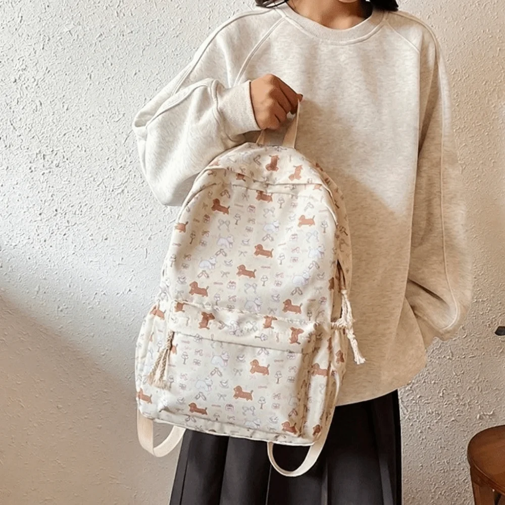 Kawaii Nylon Dog Backpack Large Capacity Handbag Students School Bag Storage Bag Korean Style Shoulder Bag Students