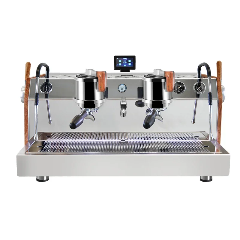 EM-100 Máquina de café expreso de 9bar, caldera de café 1.2LX2/caldera de vapor, bomba rotativa de tres calderas de 10L, cafetera comercial