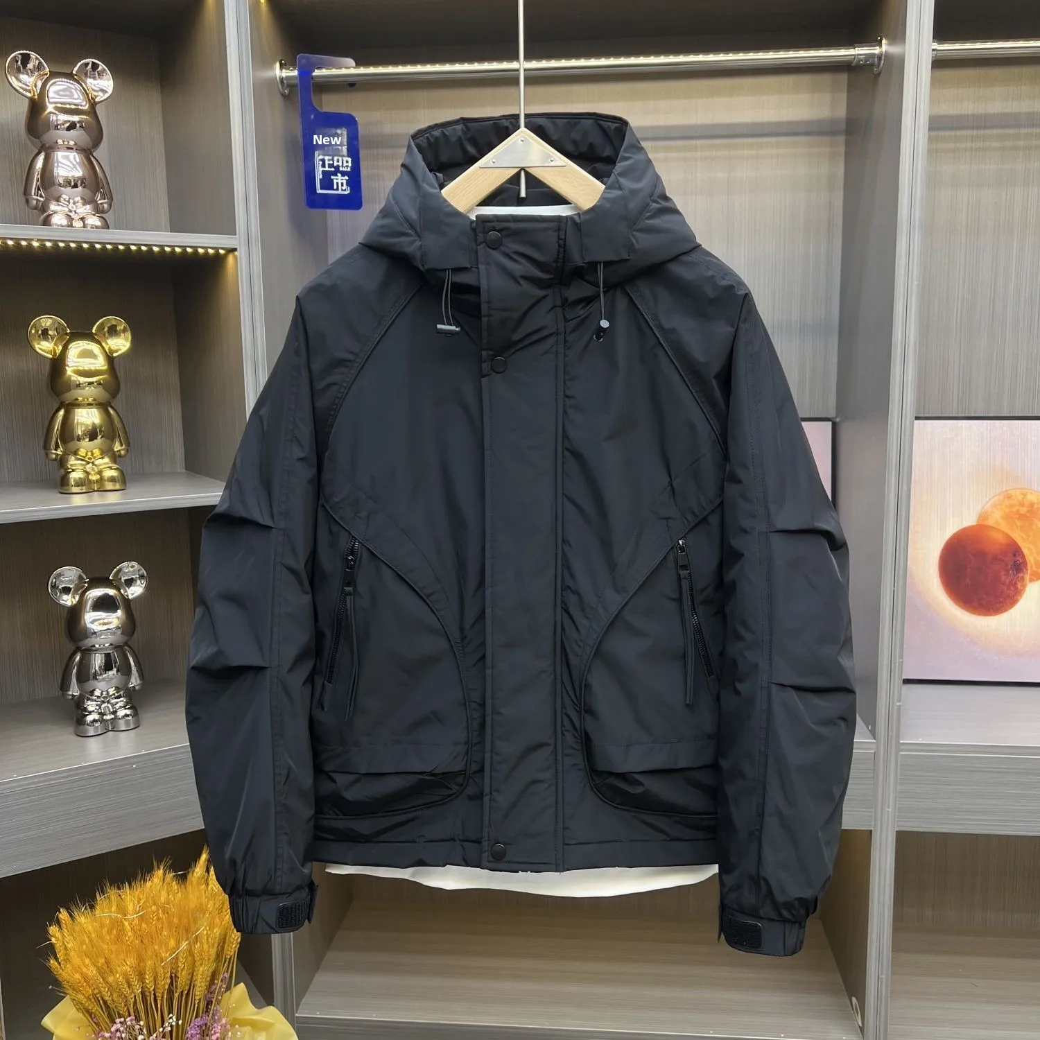 

Winter New Men's Casual Hooded Jaet Waterproof Outdoor Workwear Sli Patchwork Cool Looking Regular Fit Cotton Coat