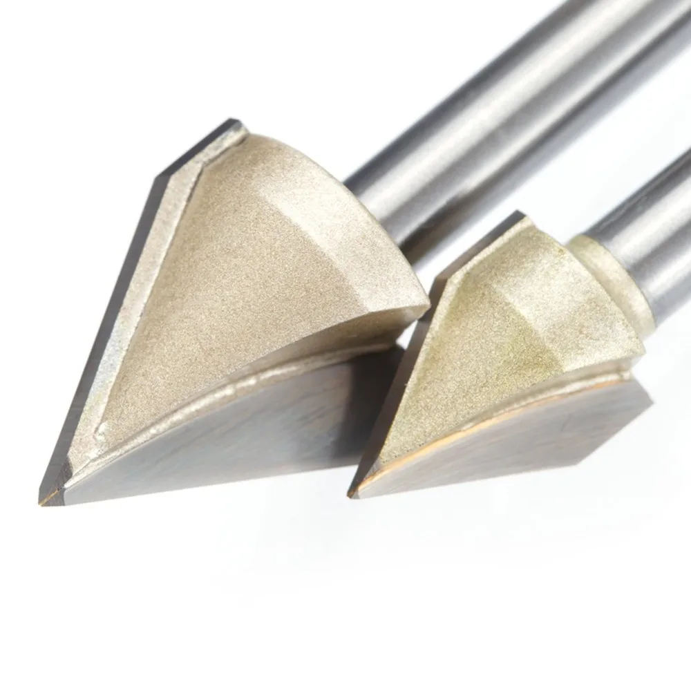 45 Degree 6MM Router Bits V Groove Bit Hole Opener 1/4 Inch Shank Cutting Tool 19/32 Inch Cutting Dia CNC V Bit