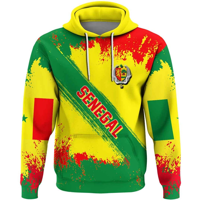 Senegal Flag Map 3D Print Hoodies For Men Clothes Africa Boy Tracksuit Coat Of Arms Graphic Sweatshirts National Emblem Male Top