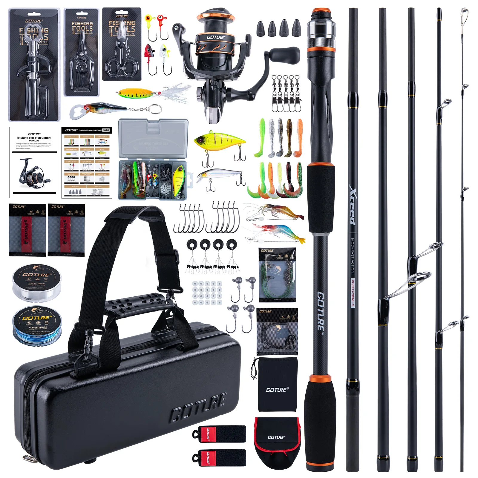 

Портативный набор для рыбалки Goture XCEED: удилище 30T и катушка с передаточным числом 5.2:1, полный комплект с рыболовными принадлежностями
