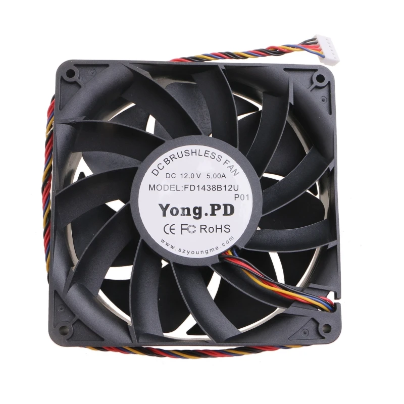FD1438B12U мощный тихий охлаждающий вентилятор, 6 контактов, 140x140x38 мм, 6000 об/мин для постоянного тока 12 В 43,