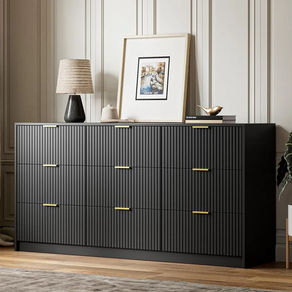 Dresser for Bedroom, 9 Drawer Double Dresser, Modern Chest of Drawers for Bedroom, Living Room, Entryway and Closet