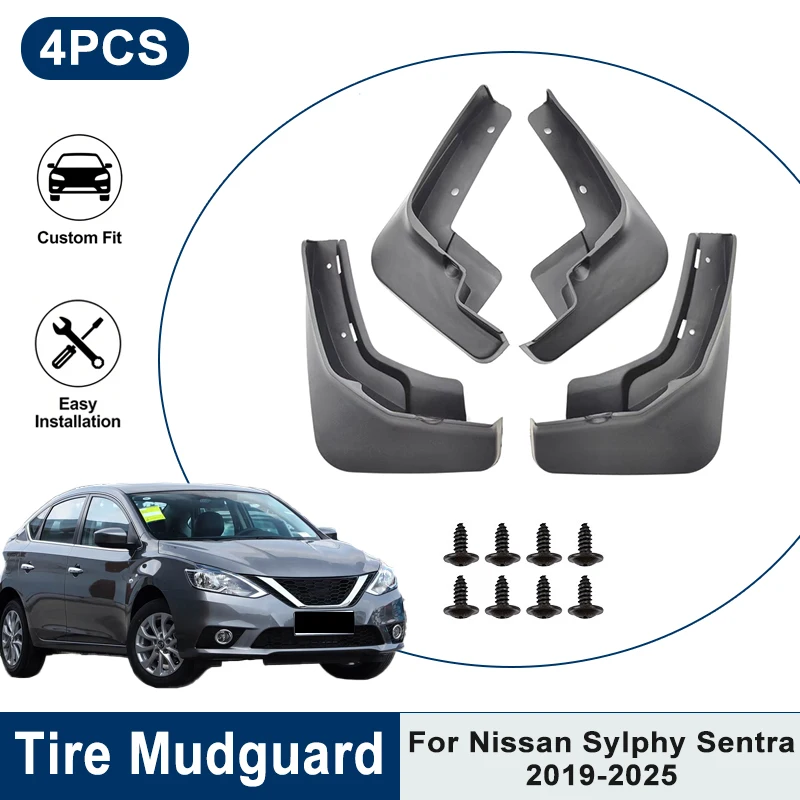 

4PCS Waterproof Car Mud Flaps For Nissan Sylphy Sentra 2019-2025 Anti-Splash Mudguards Fender Trim Auto Accessories 2020 2021