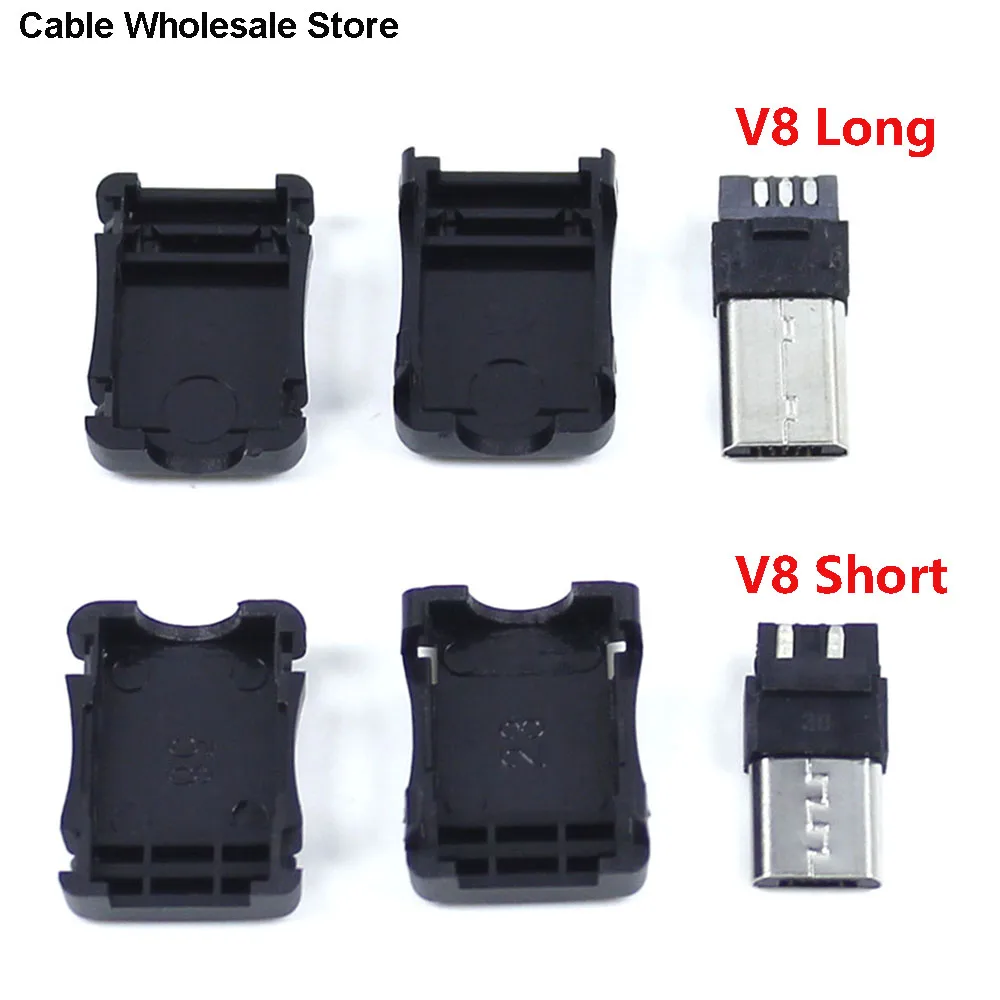 1sets Micro USB Male Connector Male Micro USB Jack 2.0 5PIN 5 Pin Plug Socket V8 With Plastic Cover For Kinds of DIY