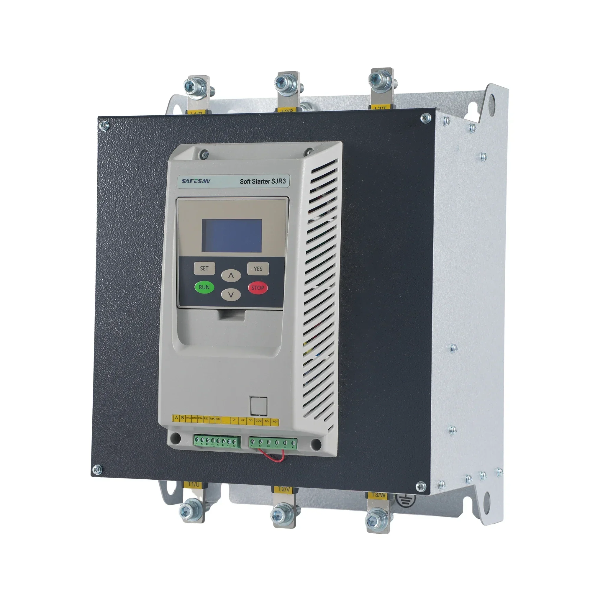 ac 132KW 380V 3 phase motor soft starter manufacturer SJR3-L series 50/60Hz built-in bypass LCD display magnetic remote control