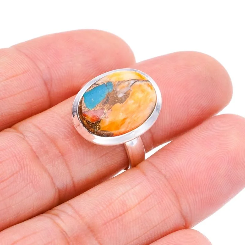 

StarGems® Natural Copper Chalcedony Handmade 925 Sterling Silver Ring 7.5 F1676