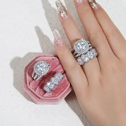 CAOSHI Gorgeous 2Pcs Set of Rings for Women Brilliant Zirconia Finger Jewelry for Engagement Party High-quality Accessories