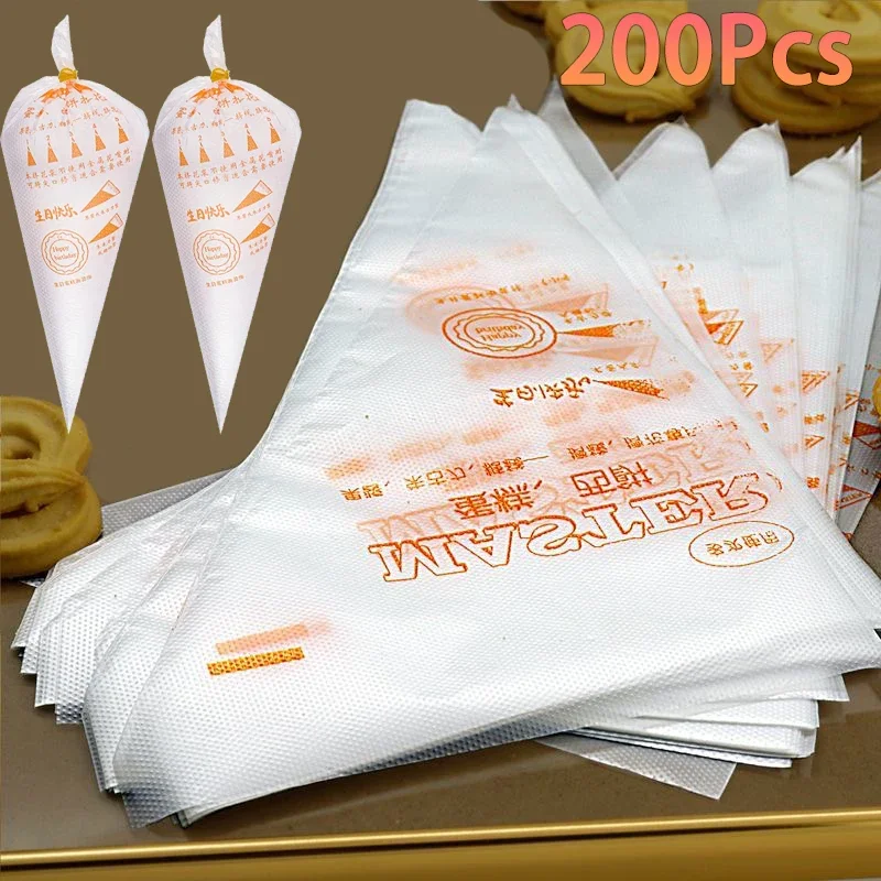Nuevas bolsas desechables para repostería y crema, bolsa para tuberías de pasteles, herramienta de decoración, tuberías para magdalenas, accesorios de cocina para hornear, 200 /100/50/20 piezas