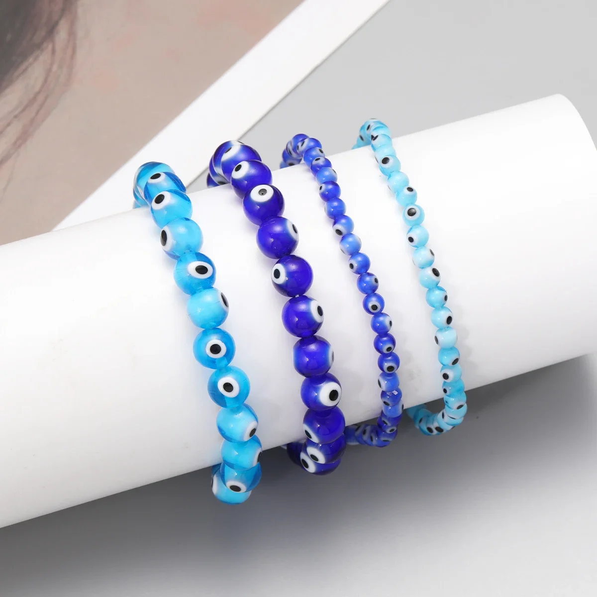 Classic Turkey Lucky Evil Eye Men\'s Bracelet Women\'s Blue Evil Eye Natural Stone Bead Bracelet Handmade Glamour Jewelry