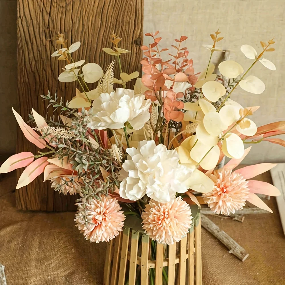 1Bouquet Fake Artificial Flowers Bouquet for Decoration Silk Floral Arrangements Faux Flowers Plant Wedding Bride Bouquets Table