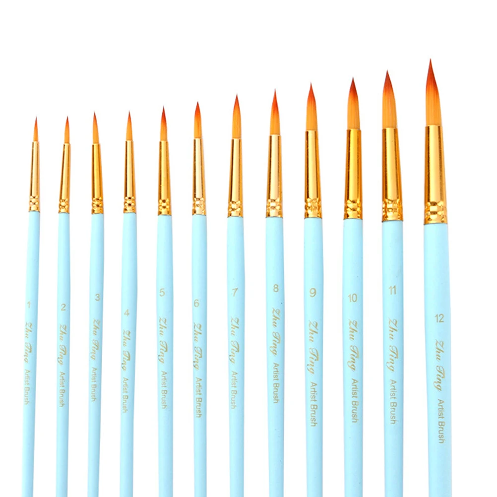 

12pcs Professional Watercolor Paint Brush Set Durable Synthetic Nylon Hair Art Detailing Miniature Brushes For Fine Art Craft