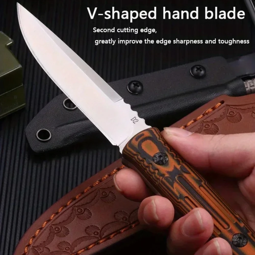 

Survival Fixed Blade Knife Leather Sheath High Quality Mirror Blade Portable Tactical Outdoor Knife EDC Rescue Camping Knife