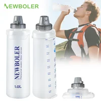 Botella de agua NEWBOLER, matraz blando plegable de TPU, bolsa de agua para deportes al aire libre, botella de agua plegable de 1L para correr, acampar, sin BPA