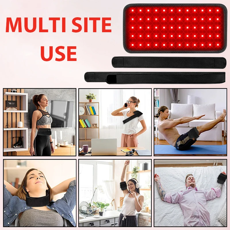 KEMOKO LED赤外線ライトセラピーパッド、体の痛みの深い治療に、背中、膝、手、足の緩和に、ポータブルホームパッド