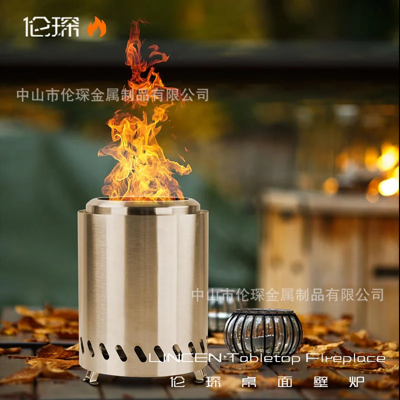 

Трансграничный кемпинг, уличная дровяная печь из нержавеющей стали, портативная печь для внутреннего двора, настольная печь, настольная печь для некурящих fi