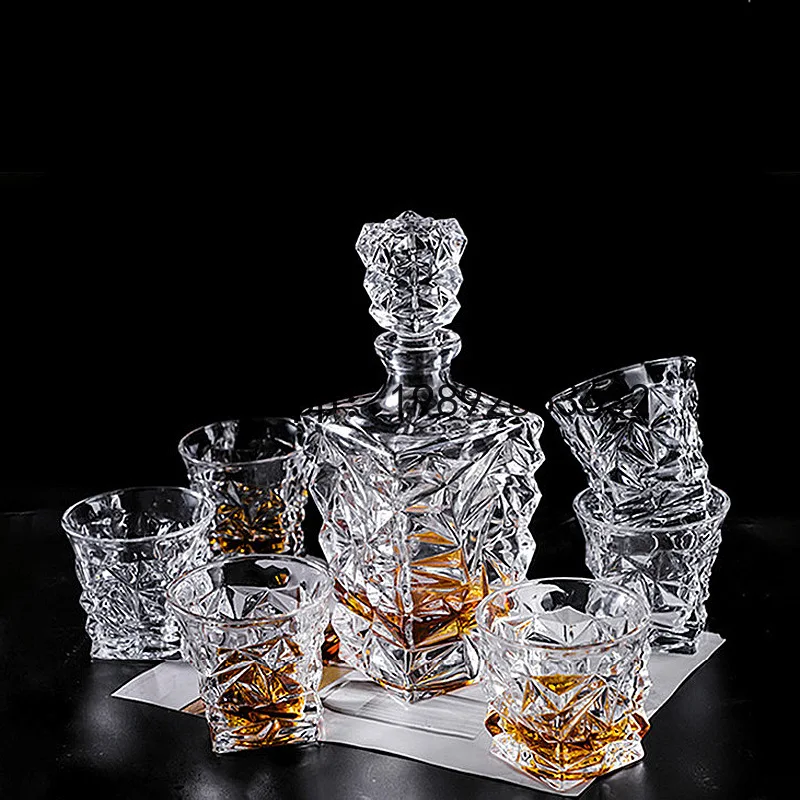 

PYJ thickened crystal glass high-grade sealed wine bottle household wine jug foreign wine glass whisky glass set