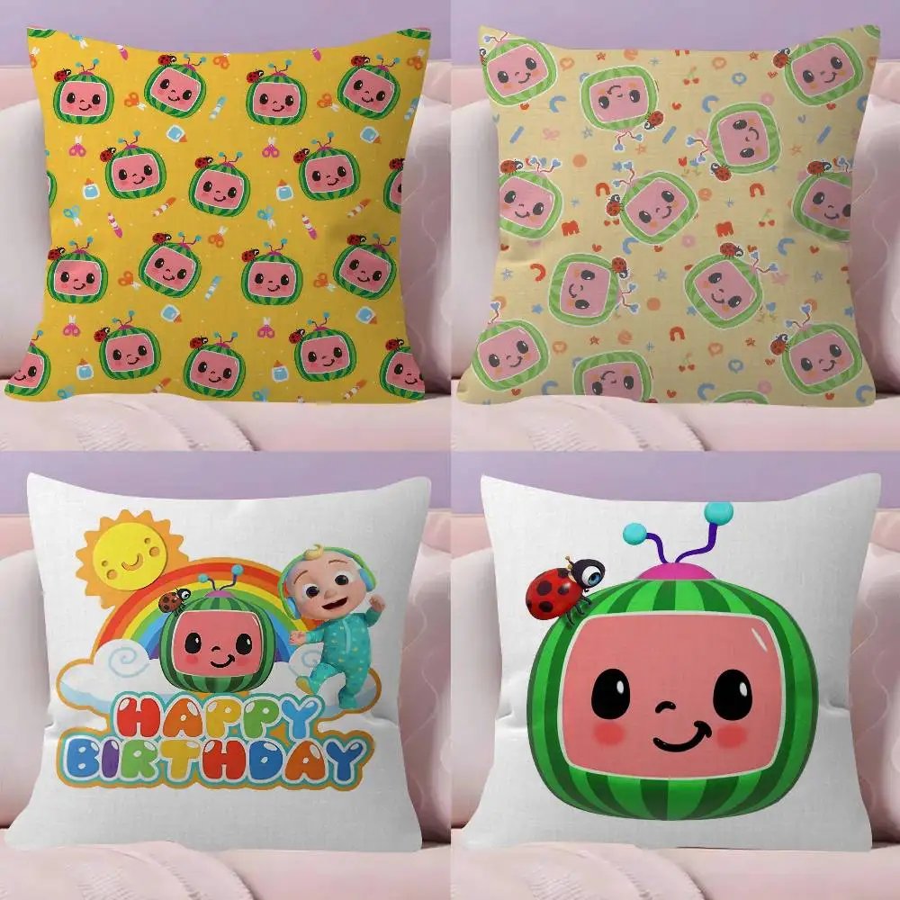 Funda de cojín decorativa C-CoComelon-S de 45x45cm con diseño de niños felices, funda de almohada para el hogar, funda de almohada para sofá