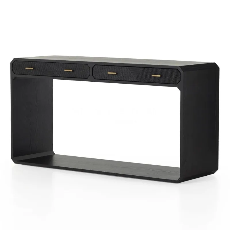 American retro solid wood entrance table sofa back table modern simple entrance foyer black
