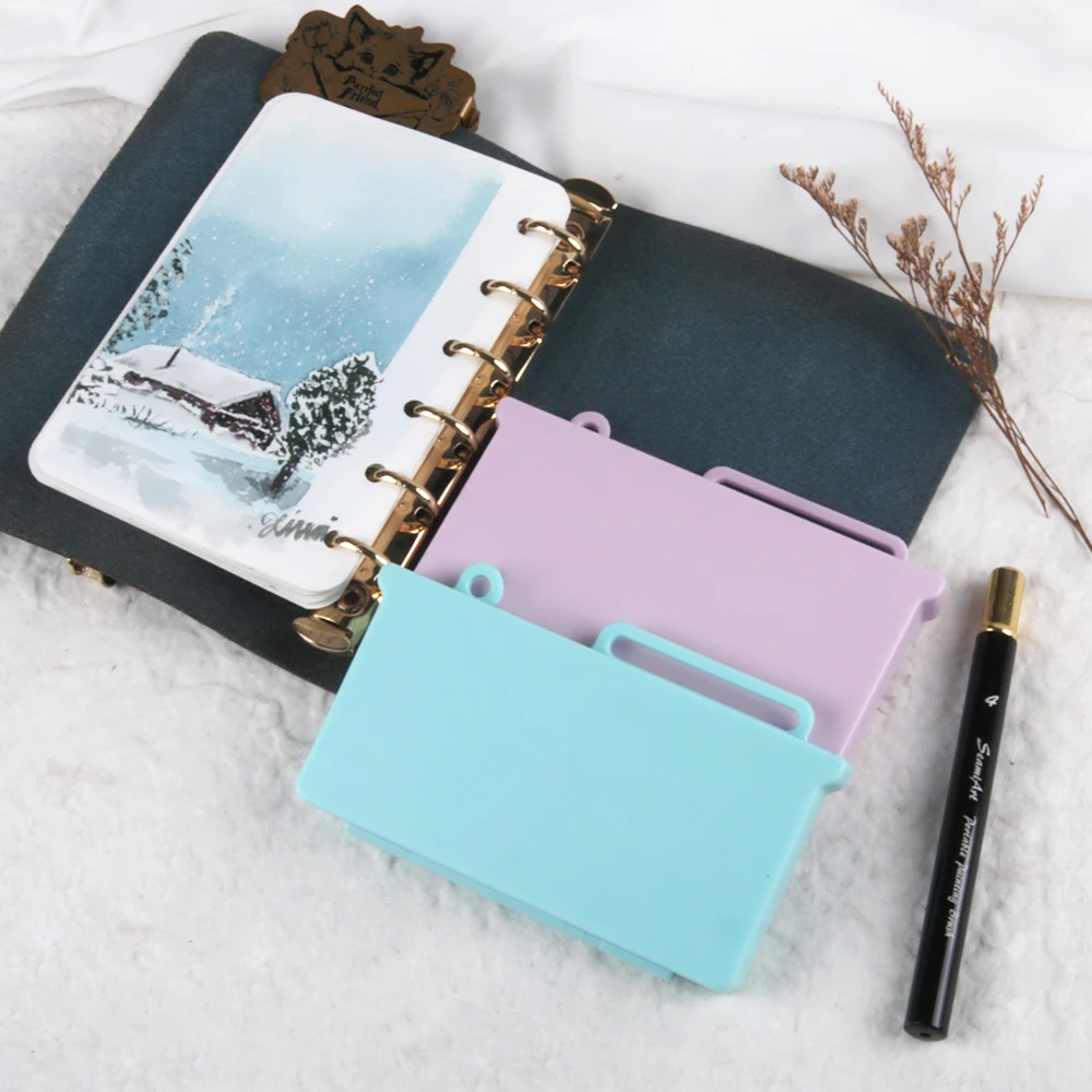 SeamiArt 1pc Portable Magnetic Travel Plastic Painting Box for Watercolor Loose Leaf HandBook for Art Supplies