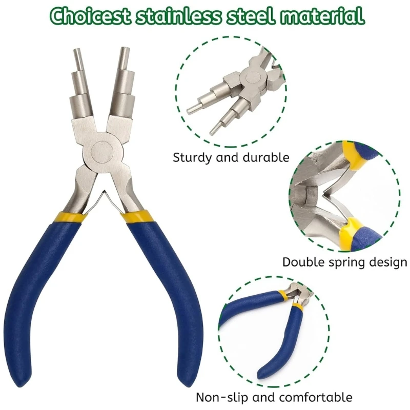 Y4QE Set of 2 Versatile 6 In 1 Wire Bending Pliers Artistic Jewelry Pliers Multipurpose Craft Tools for Wire Manipulation