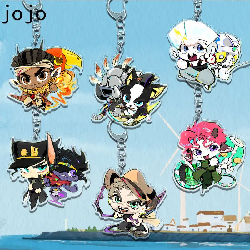 Jonathan Joestar Anime KeyChain JoJo's Bizarre Adventure Men Key Chain for Women Cartoon Figure Acrylic Keyring Pendant Gift